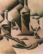 Juan Gris Still life botrtle and knife oil painting on canvas